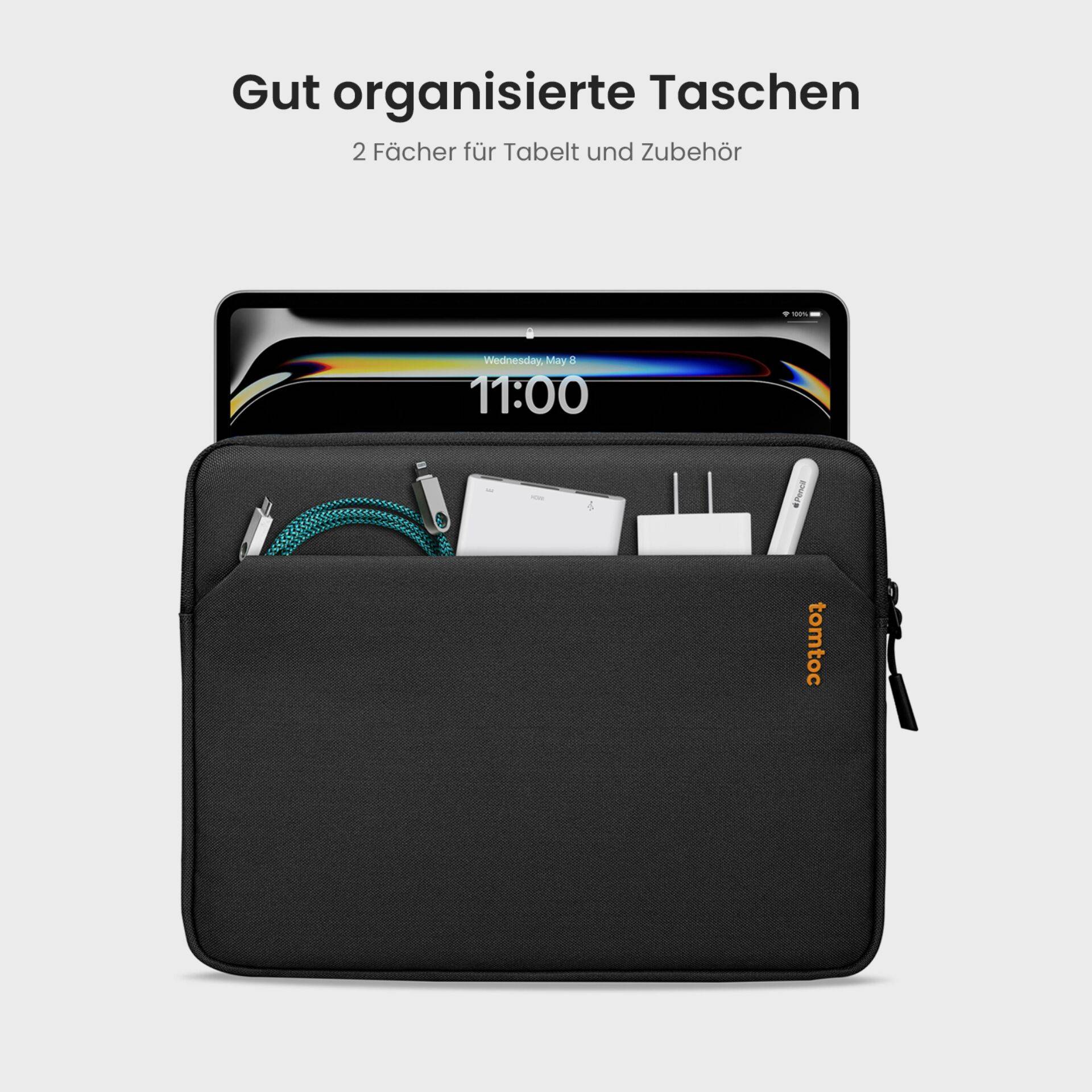 tomtoc Light-B18 Tablethoes 11 inch zwart-2