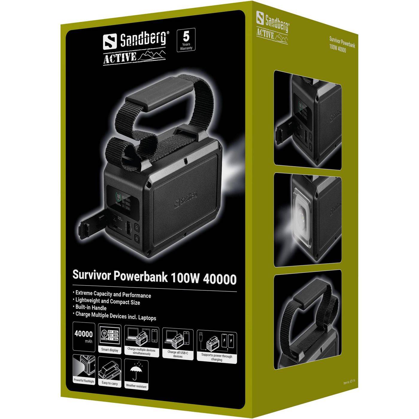 Sandberg Survivor Powerbank 100W 40000mAh biedt een indrukwekkend hoge capaciteit en prestaties in een compact formaat-3