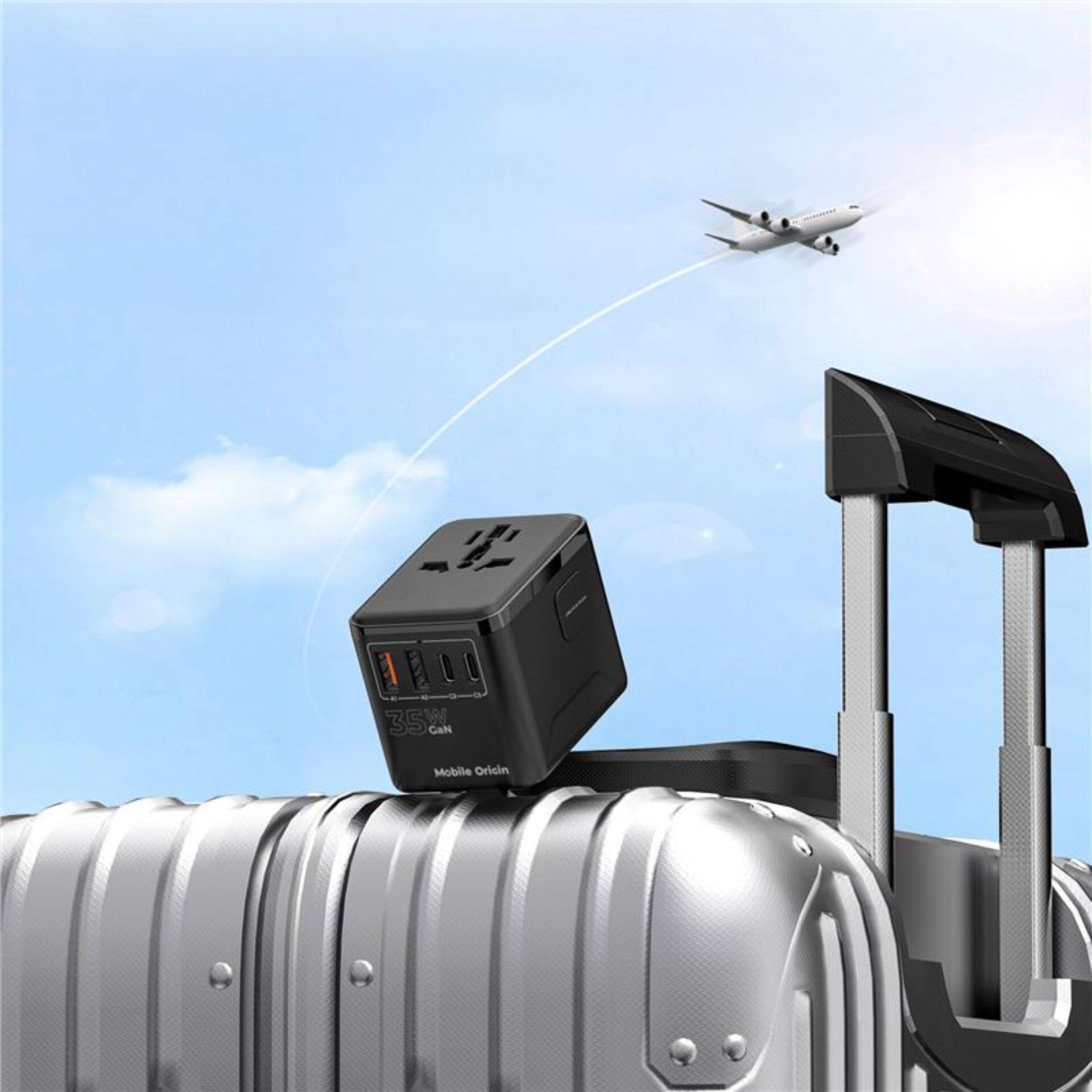 Mobile Origin 35W reisadapter GaN PW4 EU/VK/VS/AUS 3C+2A-4