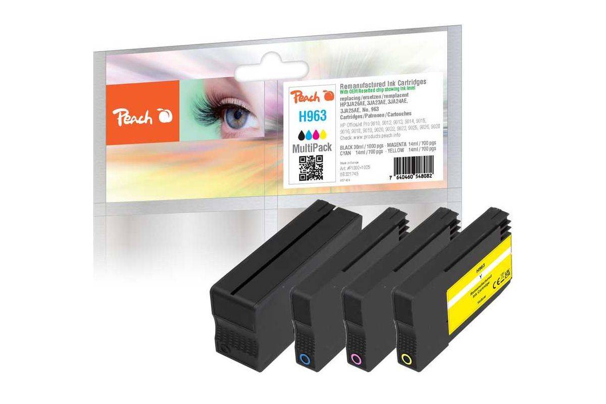 Perzikkleurige inktcartridge 6ZC70AE, 4 stuks, compatibel met zwart, cyaan, magenta en geel.-0