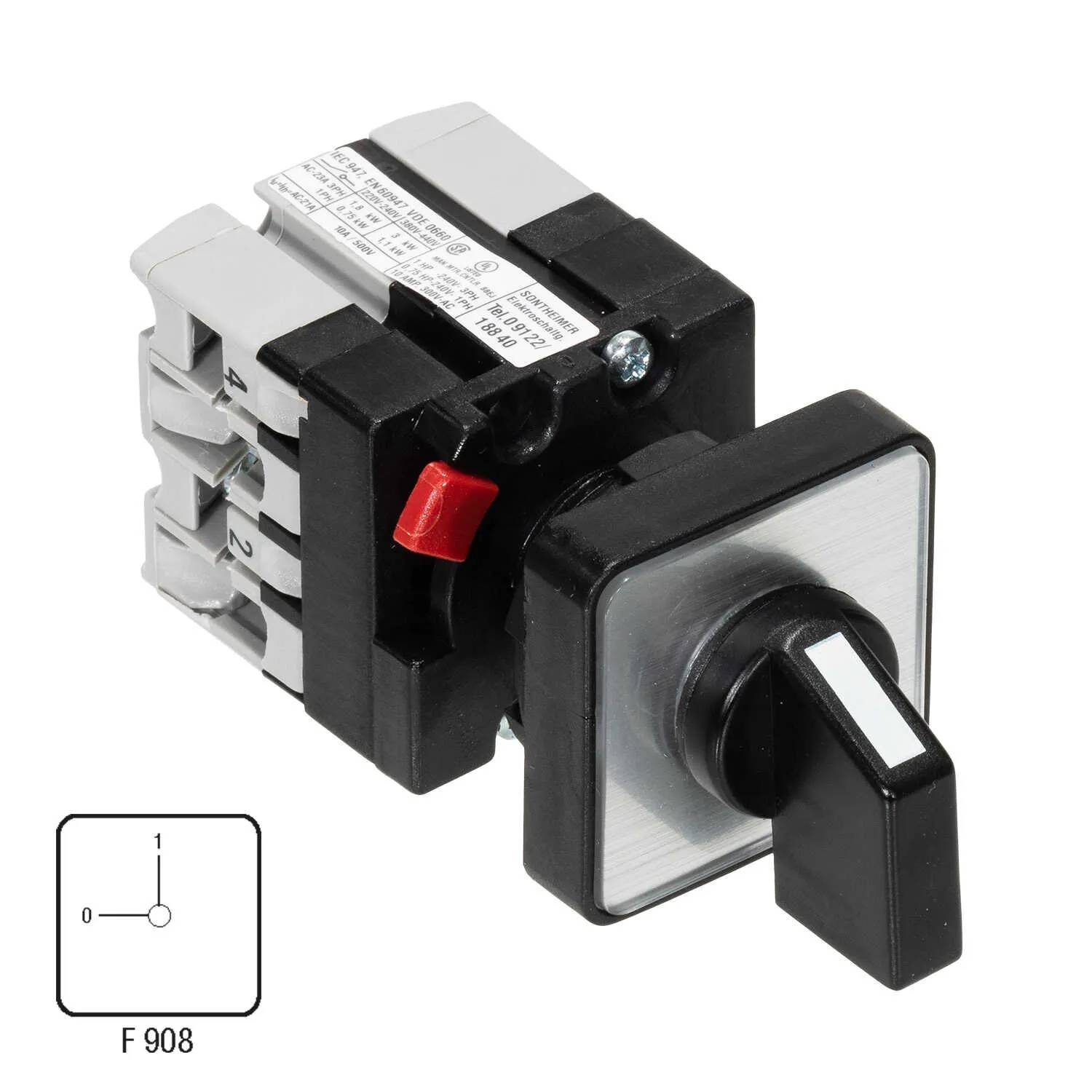 Omschakelaar 10A 2P 4-gats montage U2/6E/NS 1 stuk-0