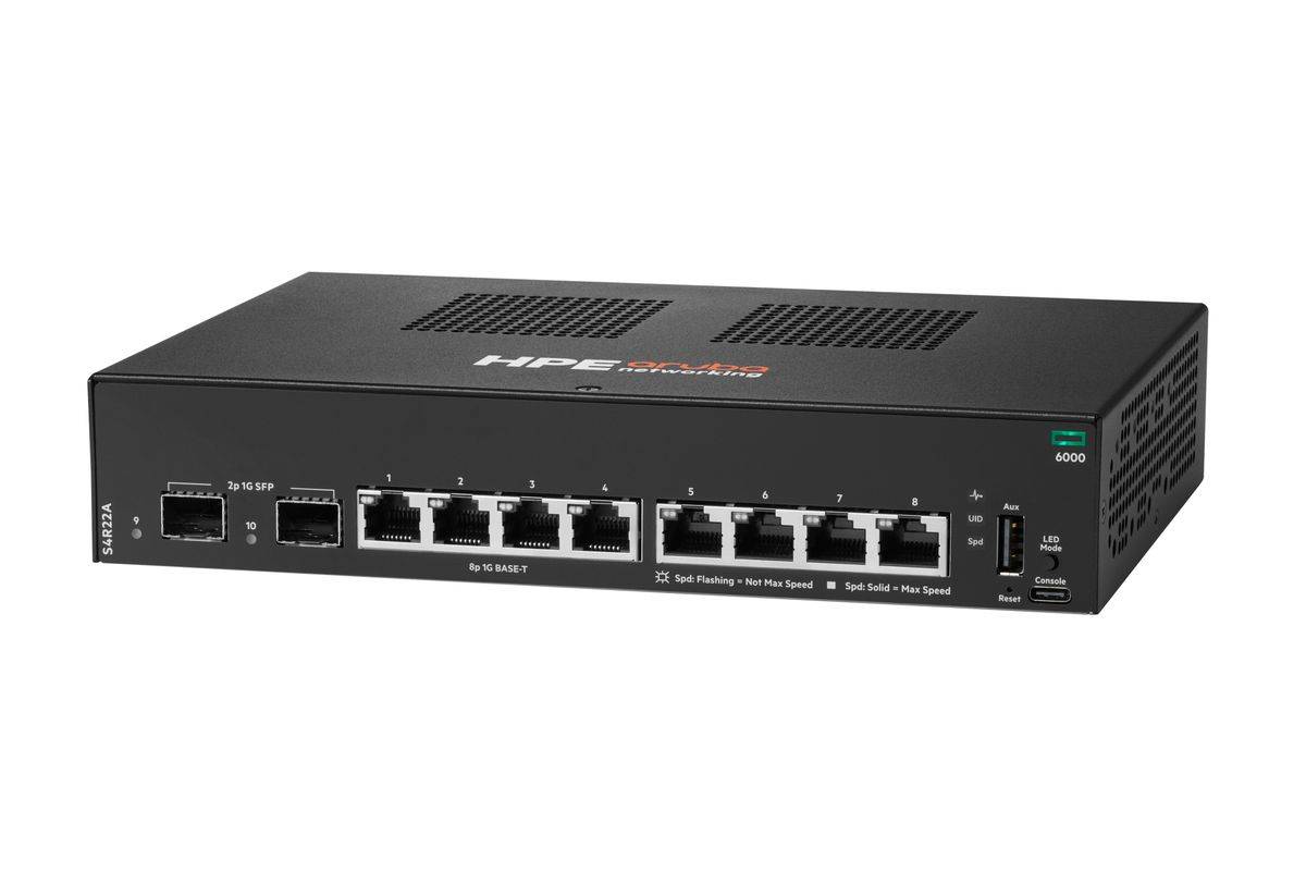 HPE Aruba Networking CX 6000 8p 10M/100M/1G 2p SFP 1G Switch Managed L2 Gigabit Ethernet (10/100/1000) 1U Zwart-1