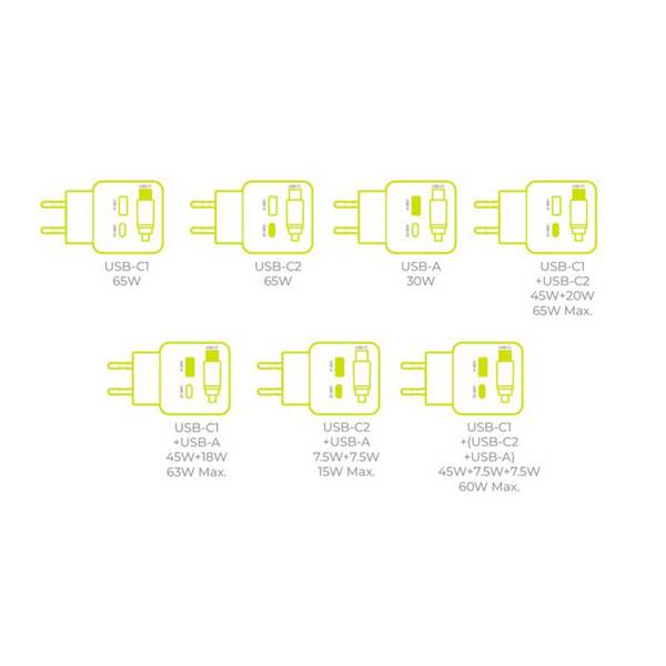 Mobile Origin 65W GaN-oplader PW3 USB-C-kabel (65 cm) + USB-A