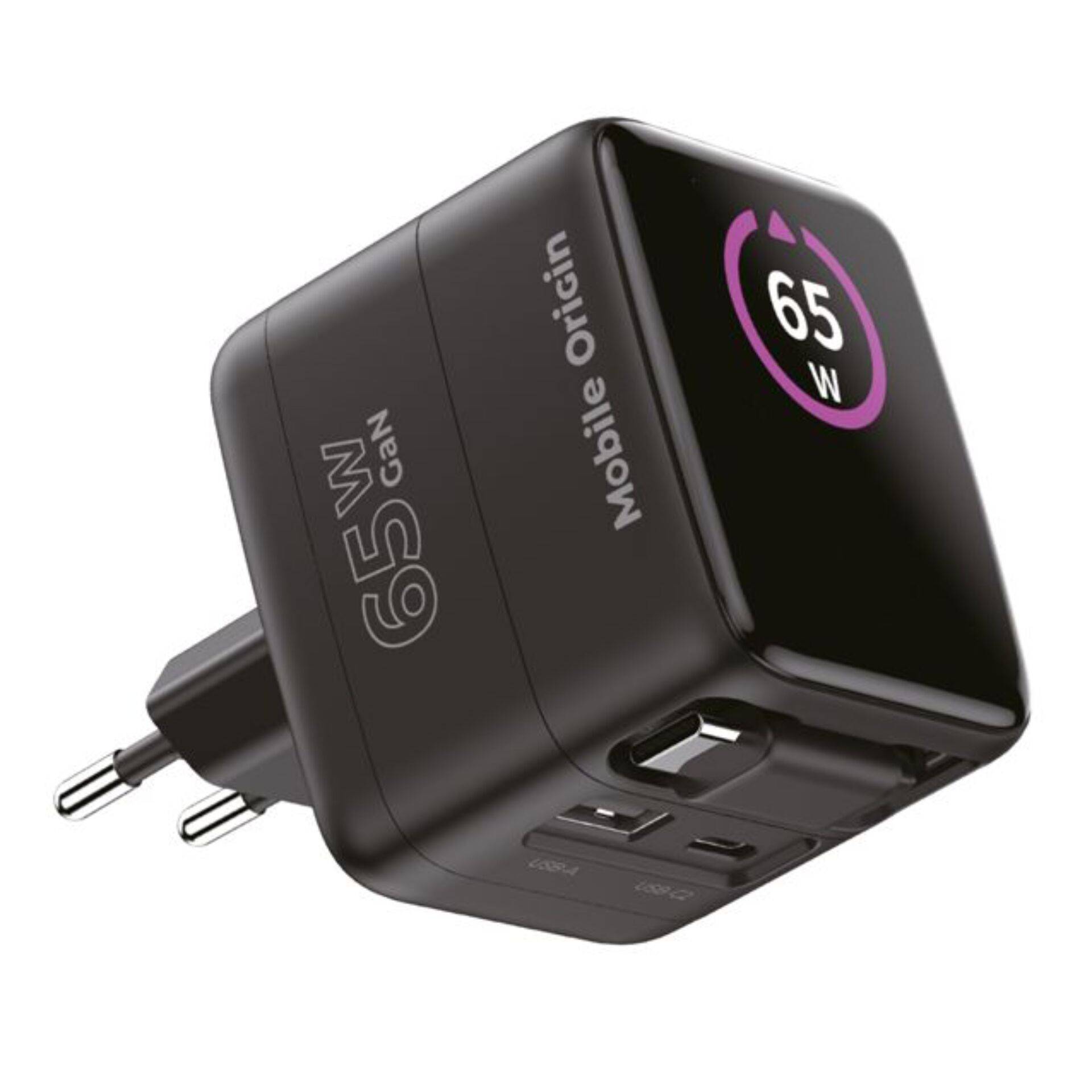 Mobile Origin 65W GaN-oplader PW3 USB-C-kabel (65 cm) + USB-A-1