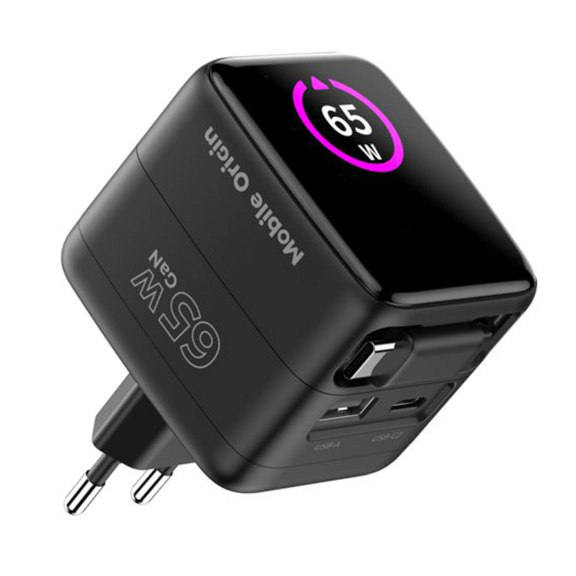 Mobile Origin 65W GaN-oplader PW3 USB-C-kabel (65 cm) + USB-A-2