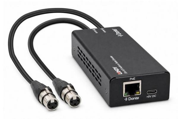 Lindy 2-kanaals XLR-audio-naar-Dante-encoder
