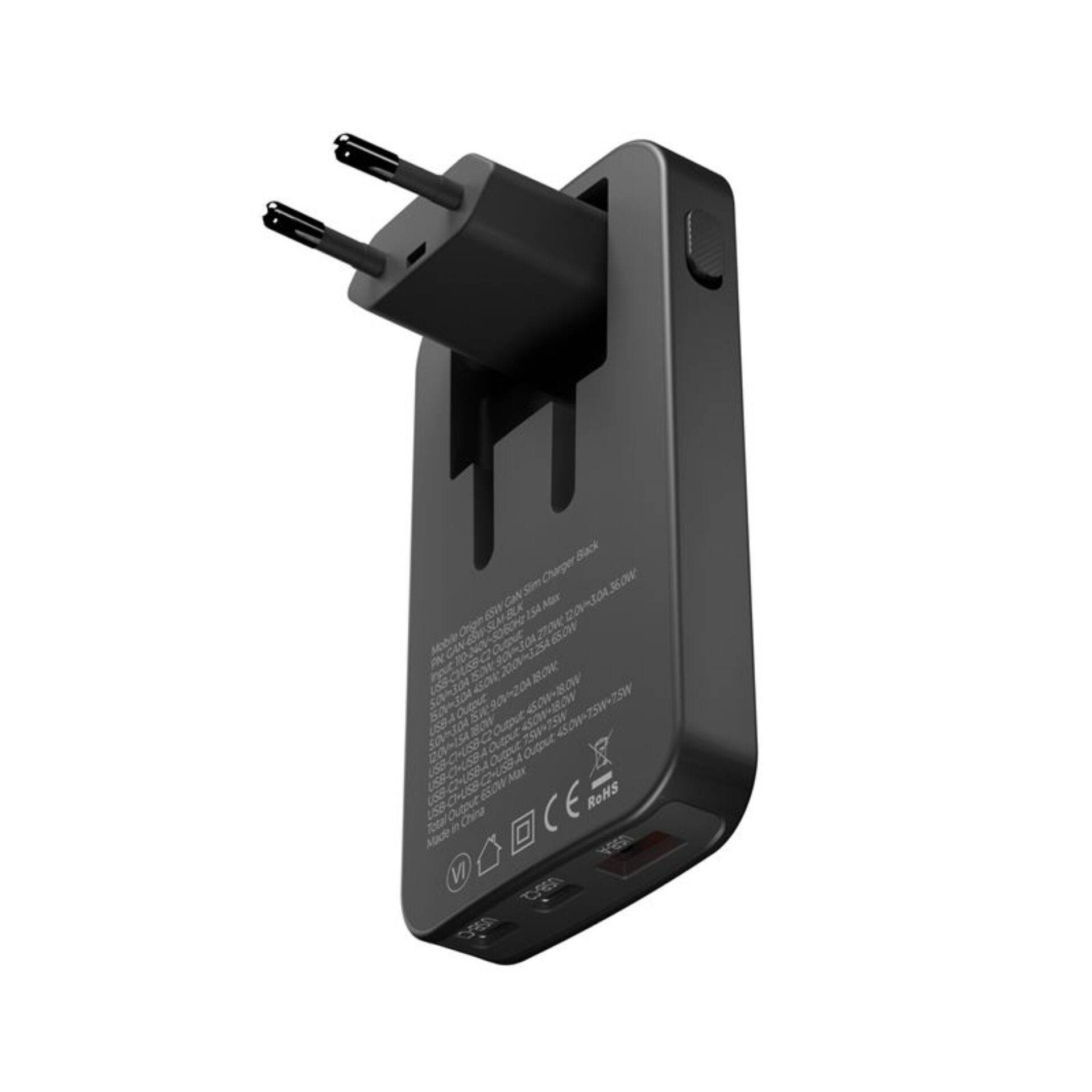 Mobile Origin 65W GaN Slim dual USB-C single USB-A zwart-4