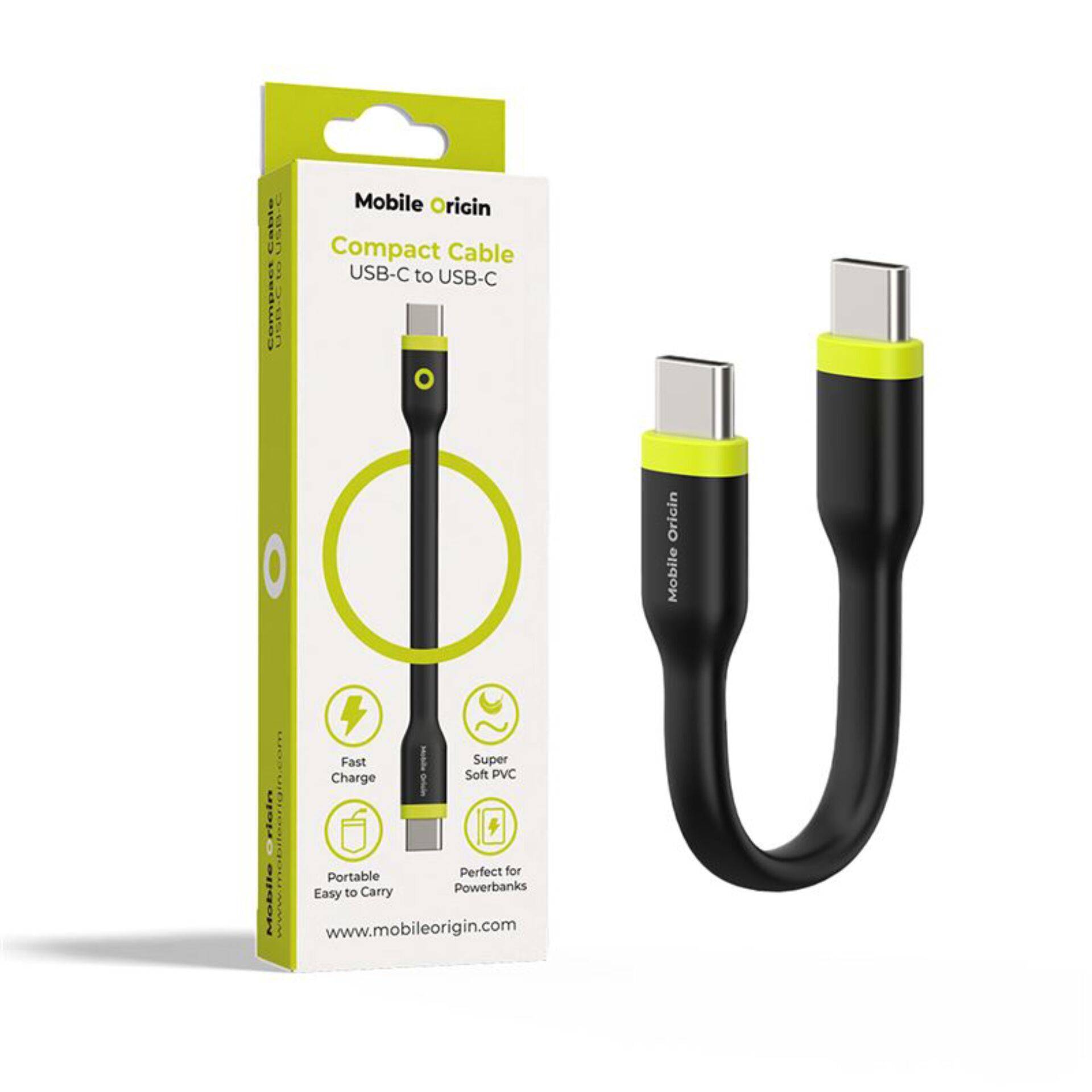 Mobile Origin compacte USB-C naar USB-C kabel, zwart, 10 cm-0