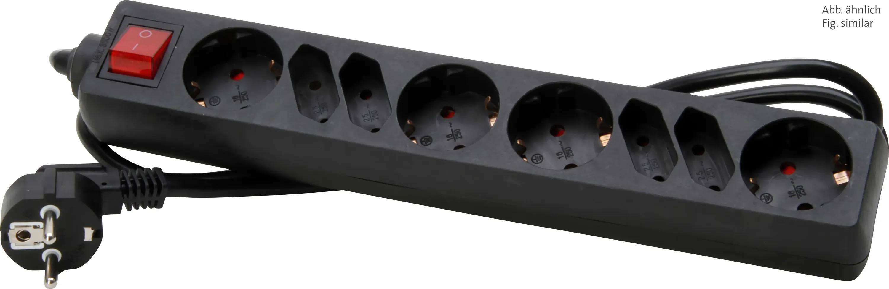 TCD 4V + RA + 4V euro 1.4 meter + schakelaar zwart 1 stuk-0