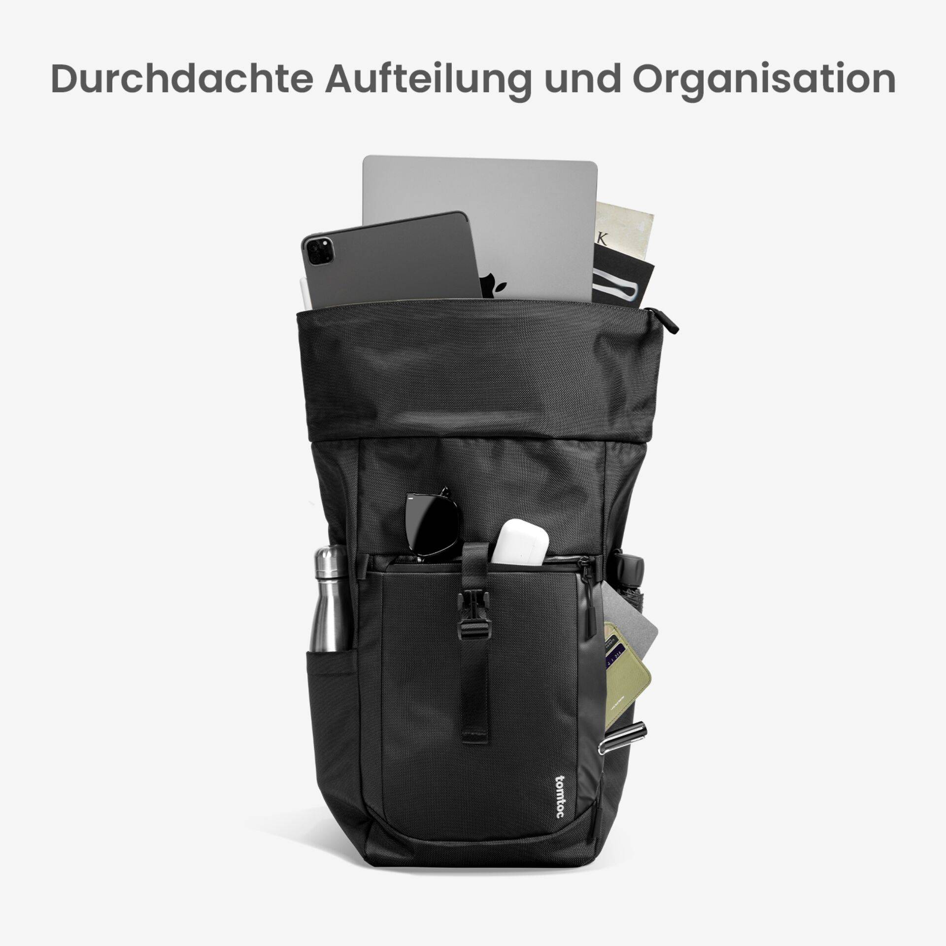 tomtoc Navigator-T61 Rolltop Rugzak 25L-30L zwart-2