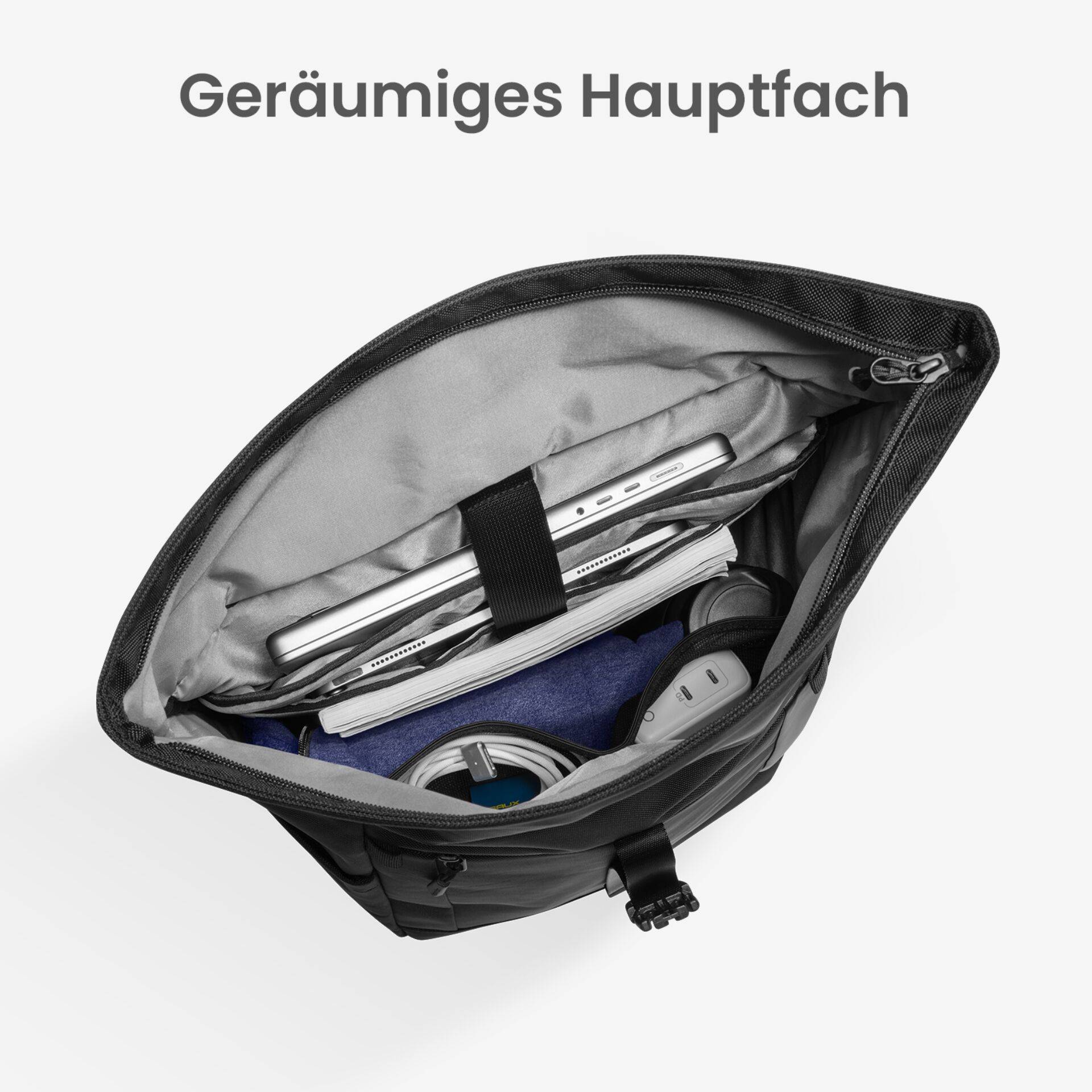 tomtoc Navigator-T61 Rolltop Rugzak 25L-30L zwart-3