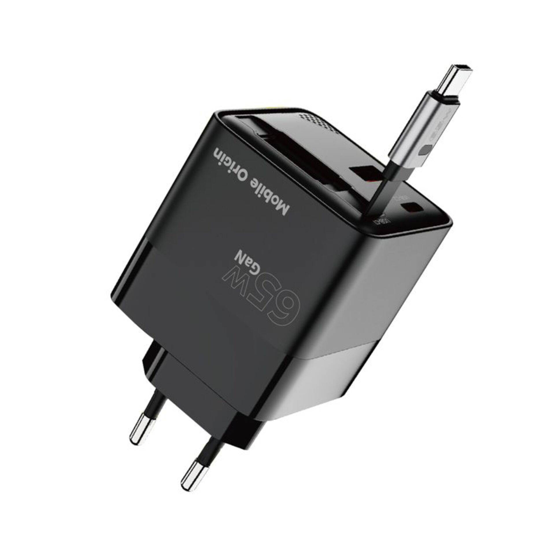 Mobile Origin 65W GaN-oplader met USB-C-kabel (verlengkabel) en USB-A-kabel (75 cm).-2