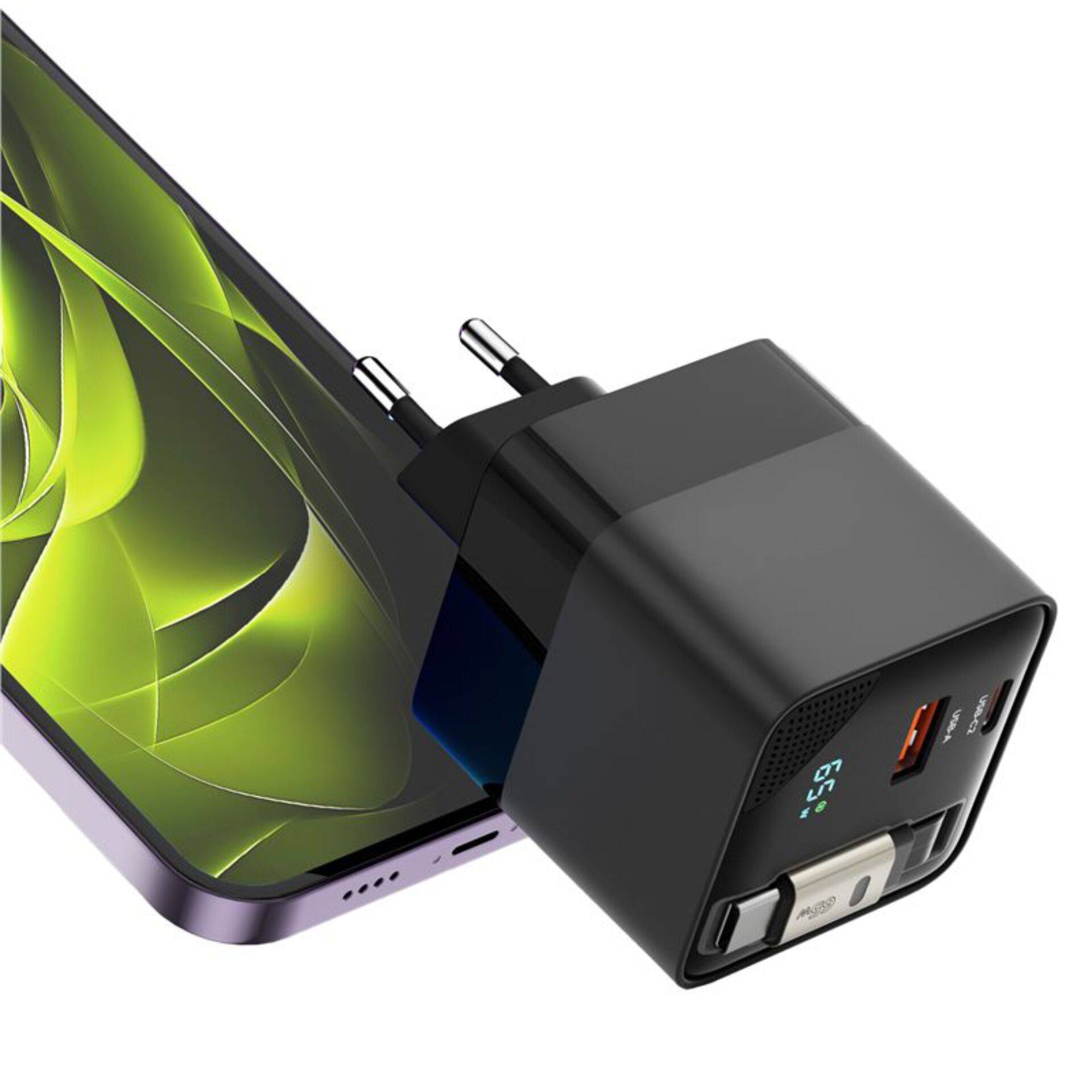 Mobile Origin 65W GaN-oplader met USB-C-kabel (verlengkabel) en USB-A-kabel (75 cm).-4