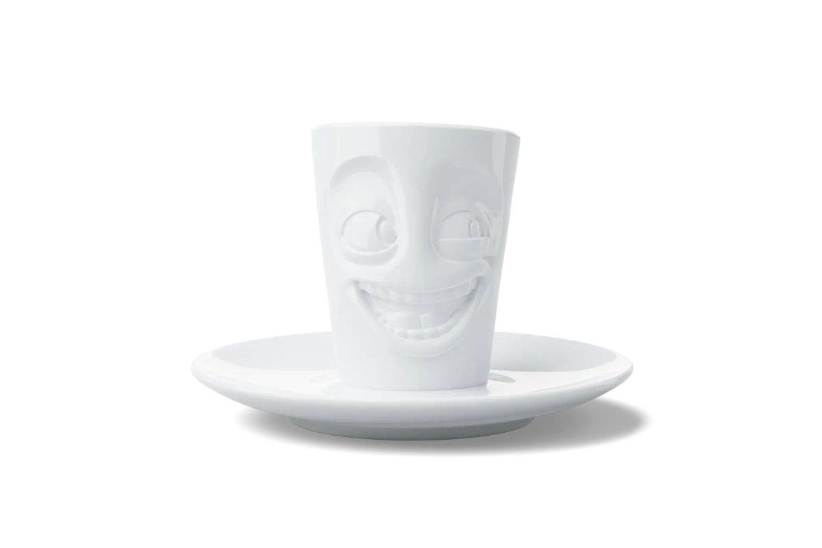 FIFTYEIGHT Espressomok met handvat 80 ml - Grappig wit-0