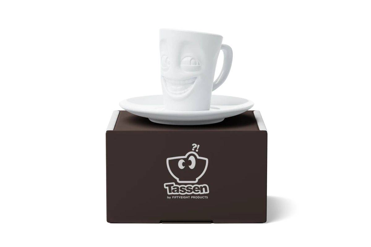 FIFTYEIGHT Espressomok met handvat 80 ml - Grappig wit-4