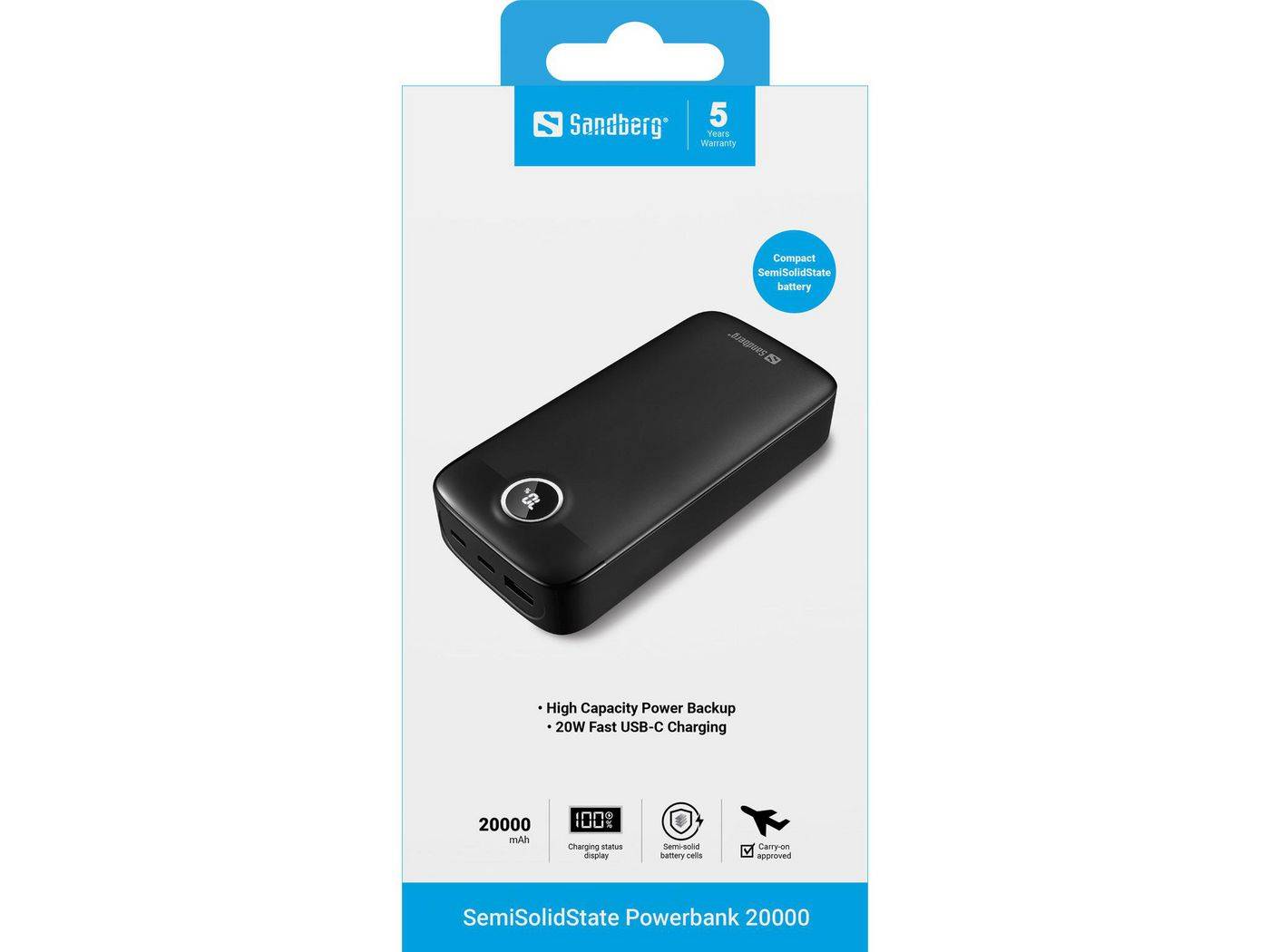 Sandberg SemiSolidState Powerbank 20000-3