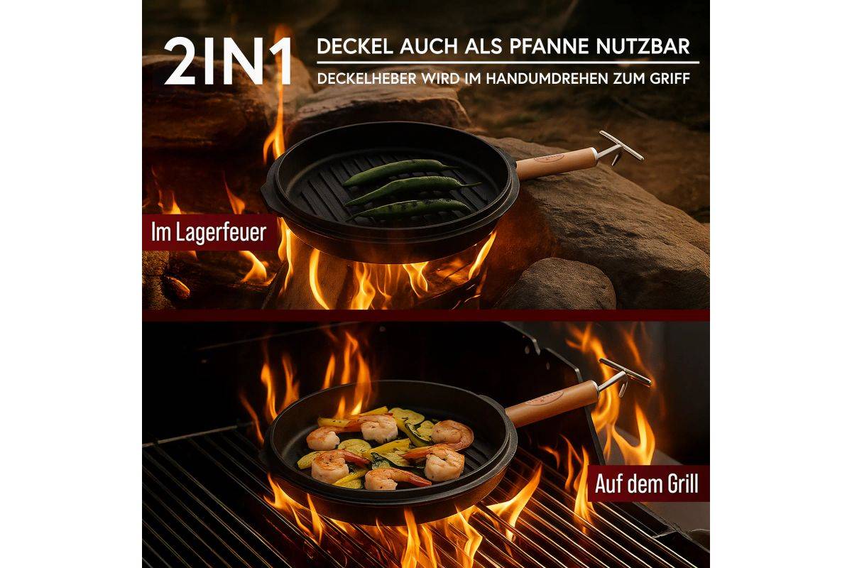 Gusskönig ingemaakte braadpan set 7 liter met pootjes-5