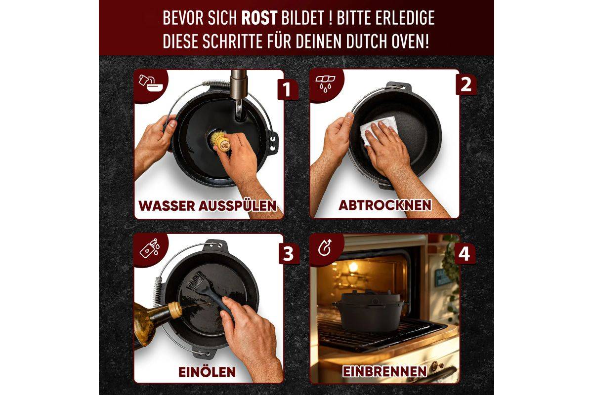 Gusskönig ingemaakte braadpan set 7 liter met pootjes-2