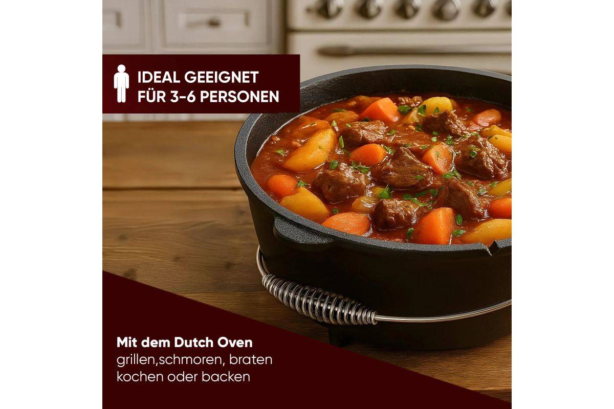 Gusskönig ingemaakte braadpan set 7 liter met pootjes-3