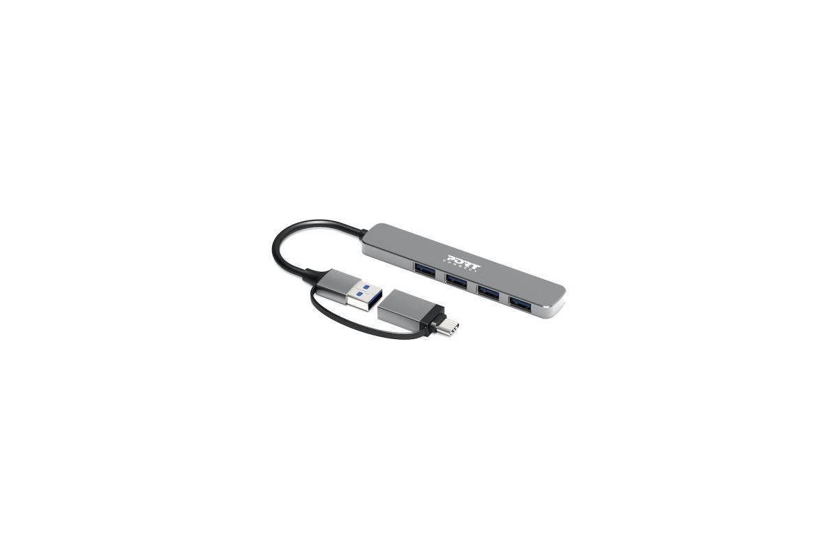 Port Designs 900161 Interface Hub USB 2.0 Type-A 5000 Mbit/s Zilver-1