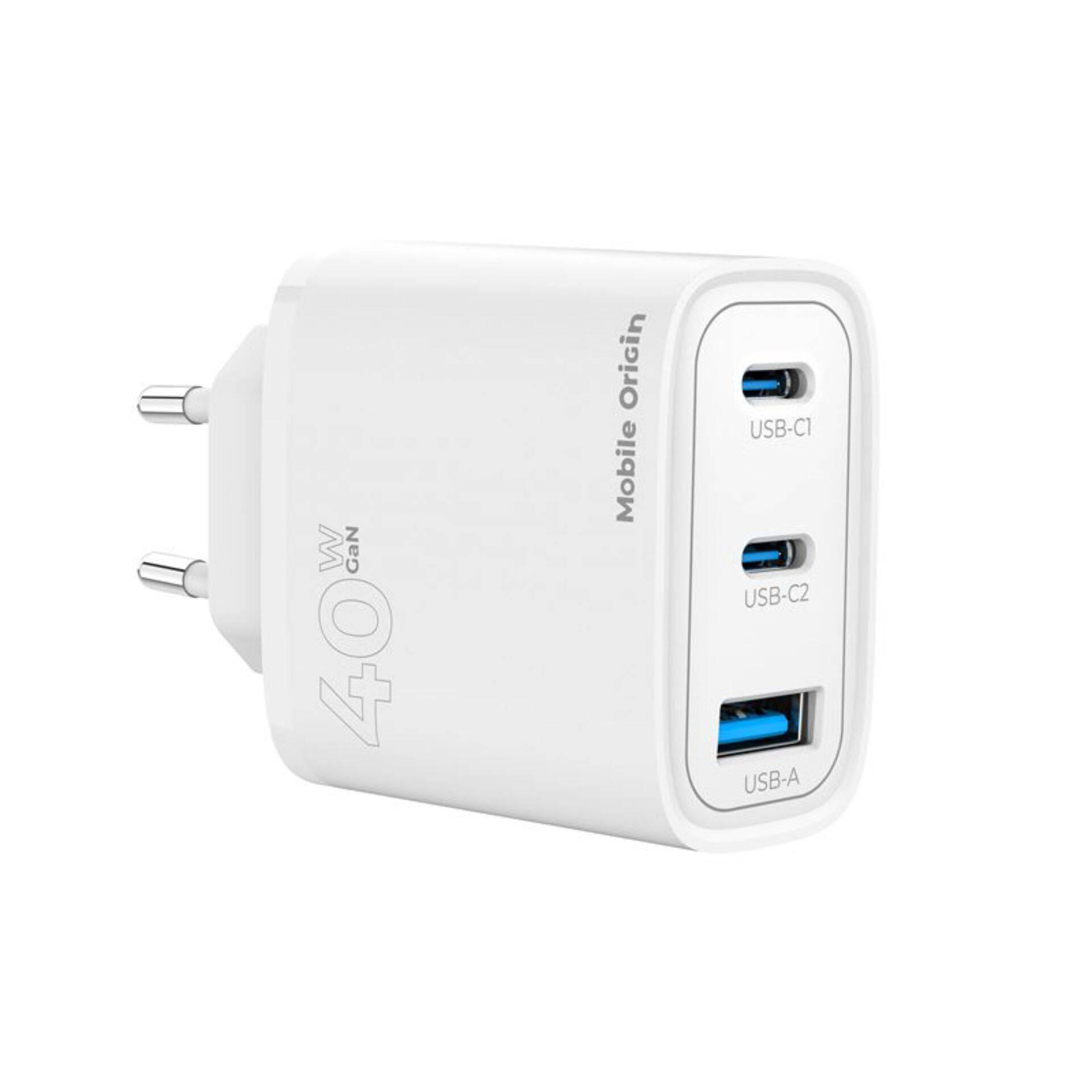 Mobile Origin 40W GaN-oplader MO13 wit 1x USB-A + 2x USB-C-3