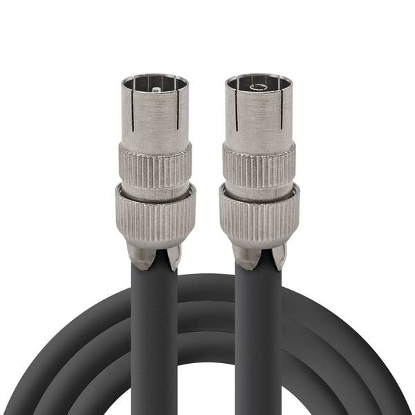 Coaxkabel TV 1m - RG6 75Ω massief koper - Male recht naar Female recht - Dubbel afgeschermd - Zwart - IP44