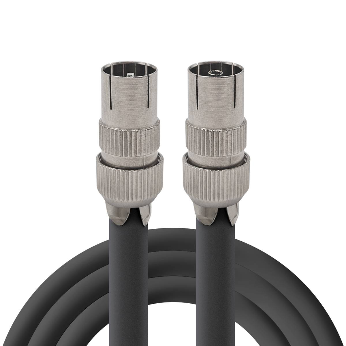 Coaxkabel TV 1m - RG6 75Ω massief koper - Male recht naar Female recht - Dubbel afgeschermd - Zwart - IP44-0