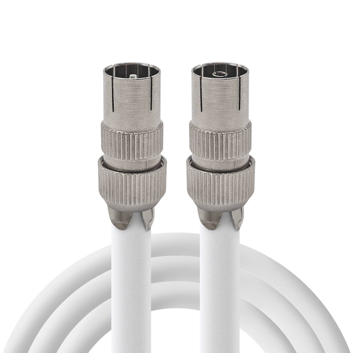 Coaxkabel TV 3m - RG6 75Ω massief koper - Male recht naar Female recht - Dubbel afgeschermd - Wit - IP20-0