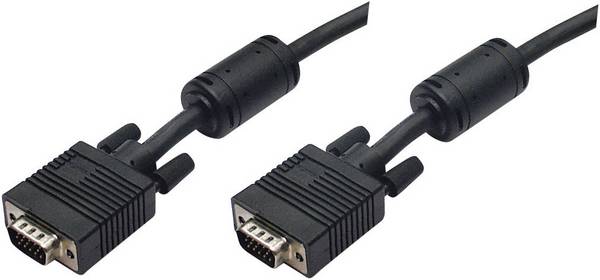 Manhattan 372183 VGA-kabel VGA Aansluitkabel VGA-stekker 15-polig, VGA-stekker 15-polig 15.00 m Zwart Schroefbaar