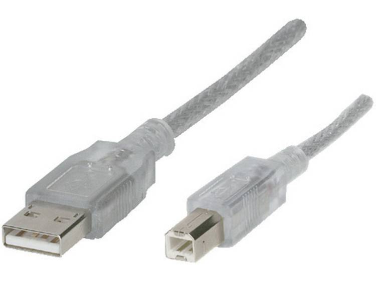 CE USB 2.0 Aansluitkabel [1x USB 2.0 stekker A 1x USB 2.0 stekker B] 5 m Transparant UL gecertificee