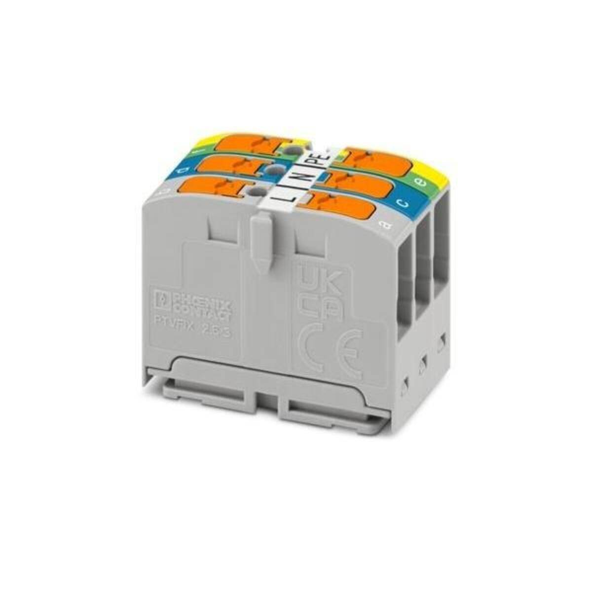 PHOENIX CONTACT PTVFIX2.5-L/N/GNYE Connector: rail; 24A; 450V; push-in; PA; L: 21,7mm; 0,14÷4mm2 - 1 stuk-0