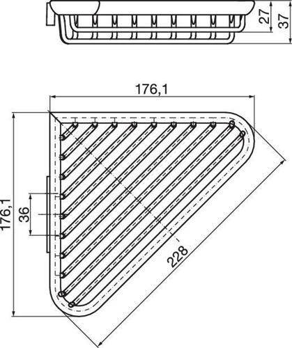 System2, hoekkorf, afneembaar, 176x176x37mm, chroom-2