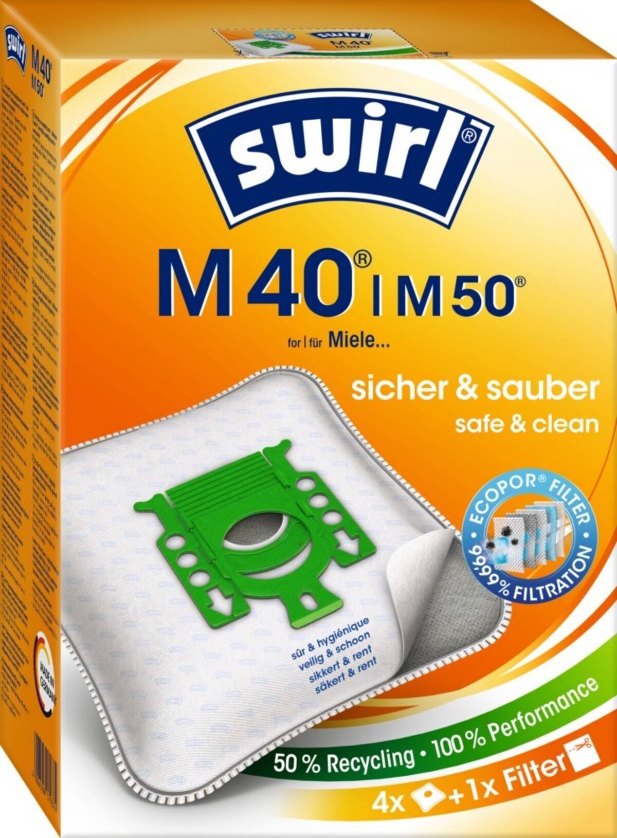 Swirl Staubbeutel M 40/M 50 EcoPor VE4-0