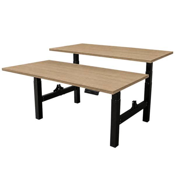 Verstelbaar duo bureau - 160x80 cm - Zwart / Eiken