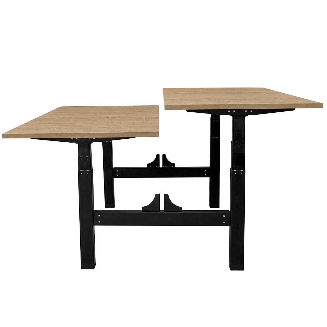 Verstelbaar duo bureau - 180x80 cm - Zwart / Eiken-4