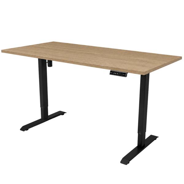 Elektrisch verstelbaar bureau - 160x80 cm - Zwart / Eiken