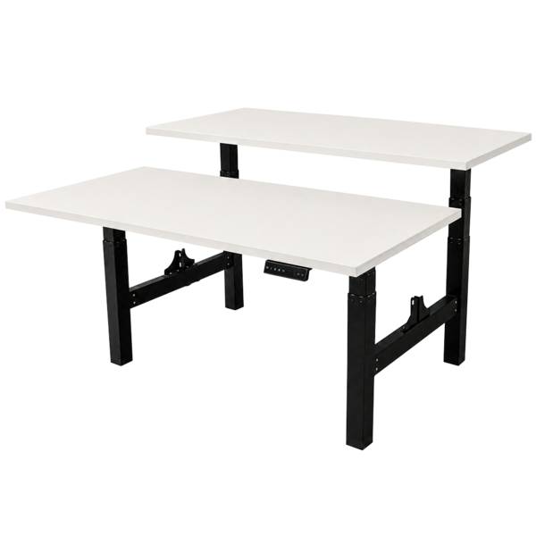 Elektrisch verstelbaar duo bureau - 160x80 cm - Two dual motor - Zwart / Wit