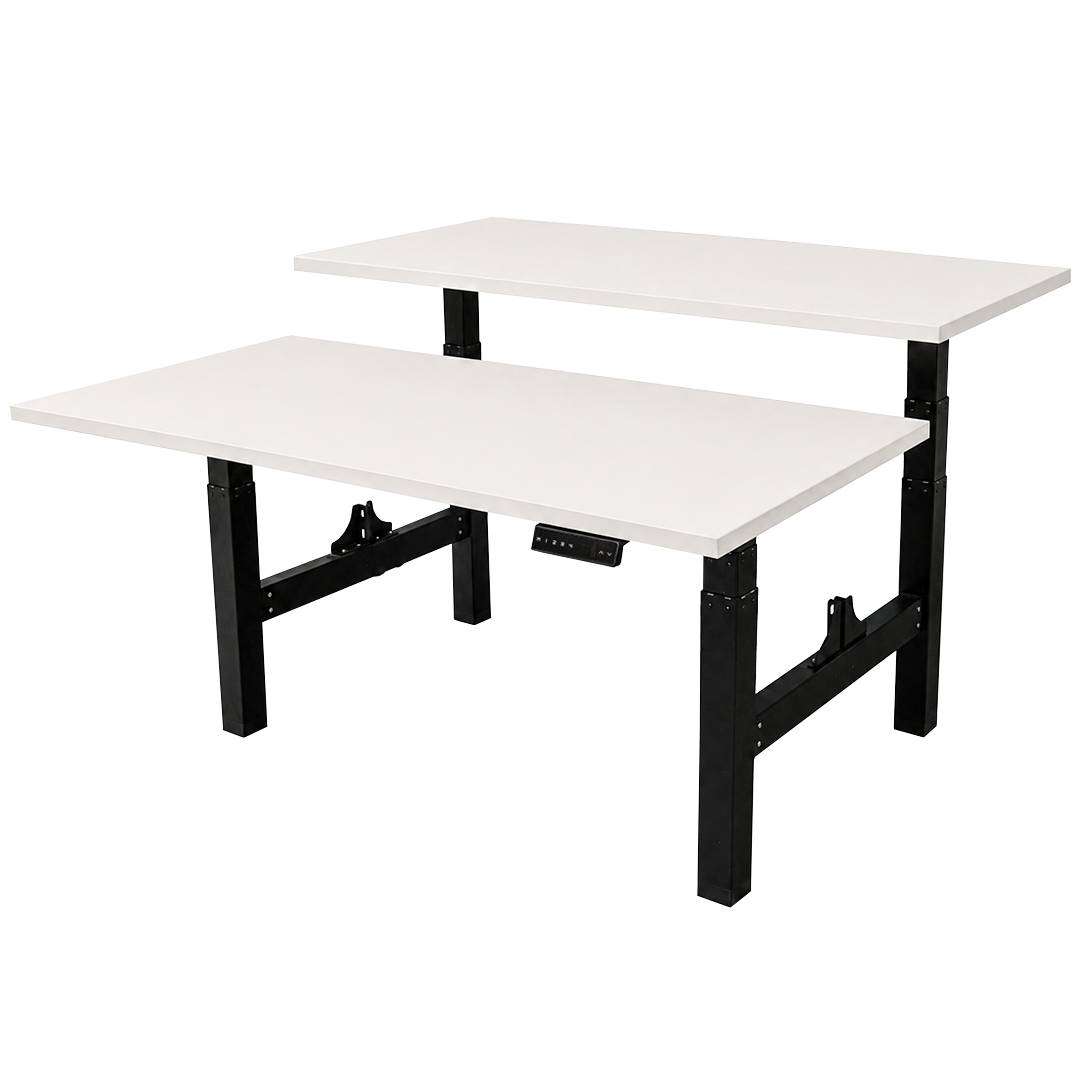 Elektrisch verstelbaar duo bureau - 180x80 cm - Two dual motor - Zwart / Wit-0