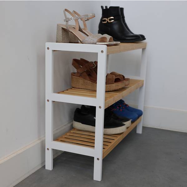 Schoenenrek Bamboe (3 niveaus) - Schoenenkast 70x55x26 cm