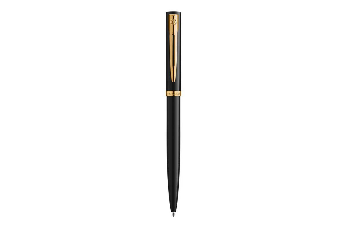 WATERMAN Balpen IMPRESSION Zwarte Lak GT M Blauwe Geschenkdoos-0