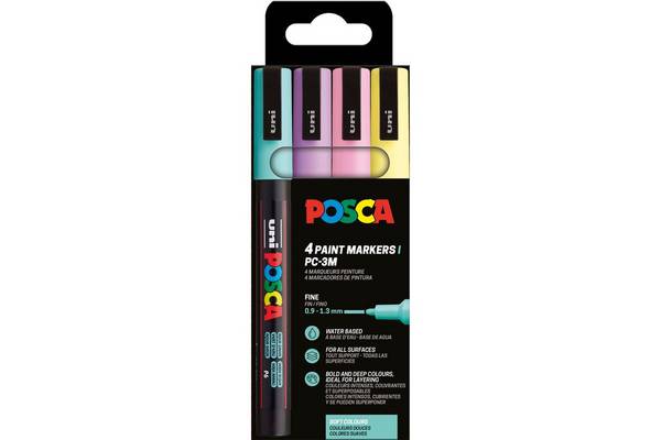 POSCA Highlighter UNI PC-3M 4. Set Zachte Kleuren