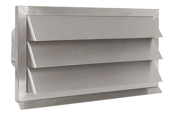 Buitenrooster RVS ECO+ 222x89mm met vaste lamellen 1 stuk