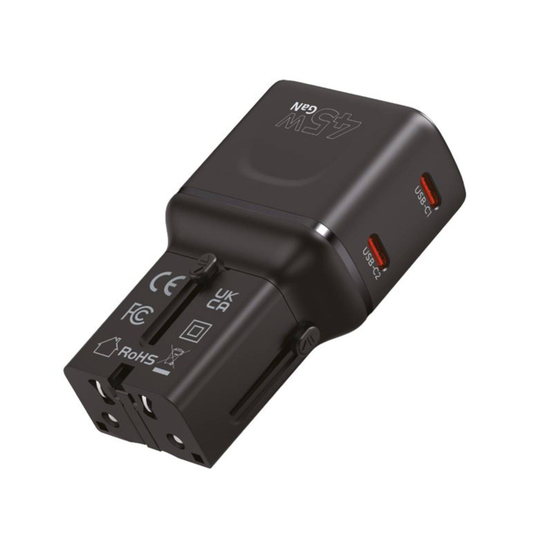 Mobile Origin 45W reisadapter EU/VS/VK/AU PW26, zwart-3