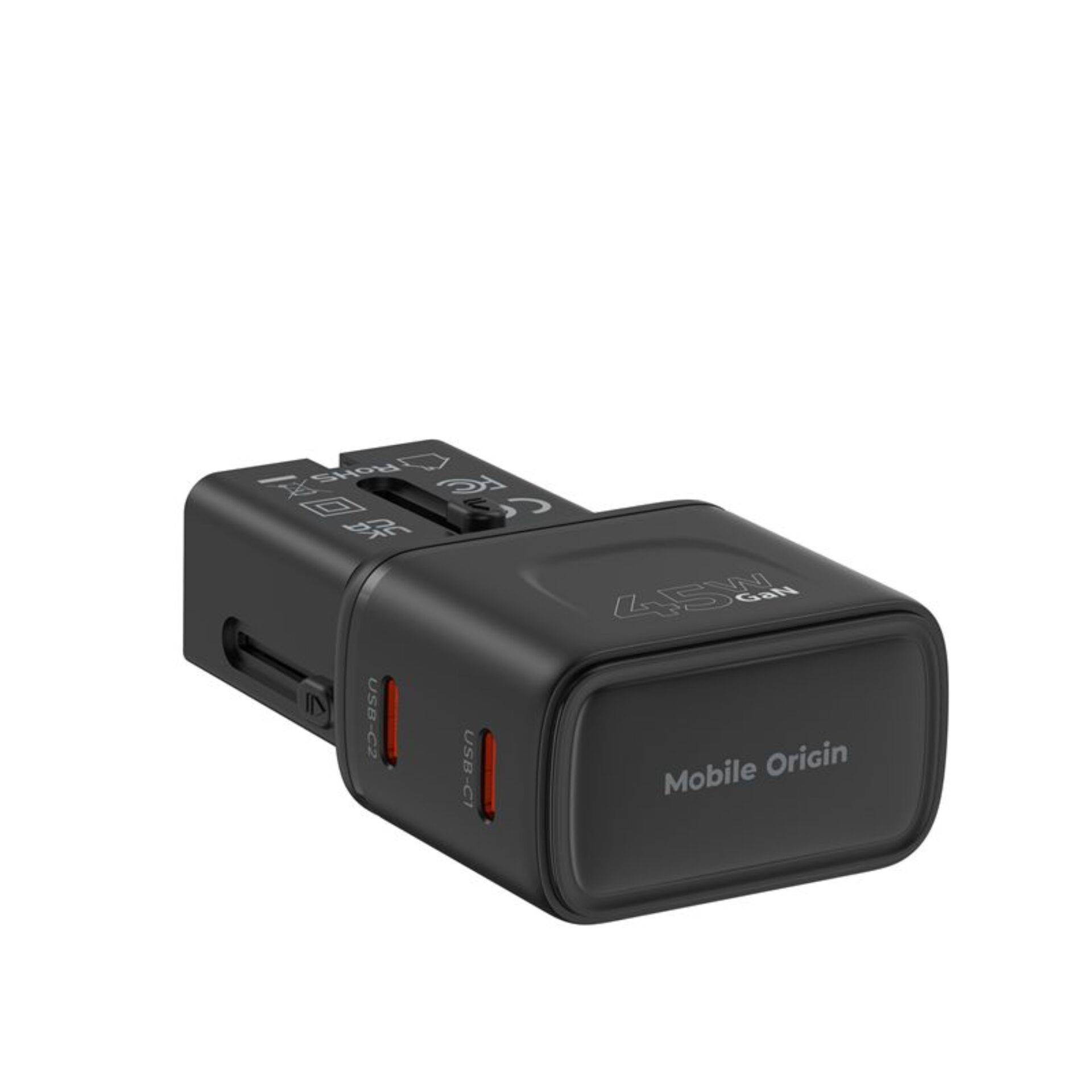 Mobile Origin 45W reisadapter EU/VS/VK/AU PW26, zwart-4