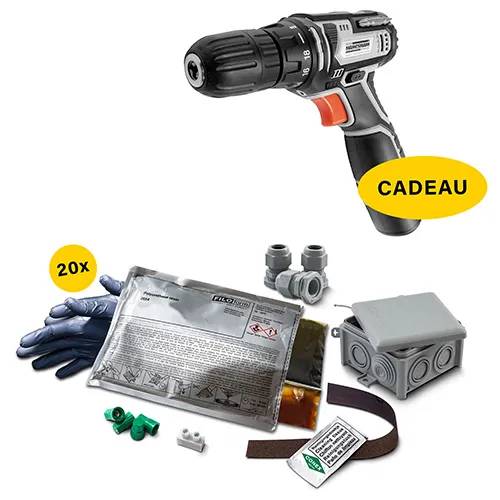 COMBIDEAL - 20x kabelmof + PU hars 360ml + GRATIS accu boormachine 1 stuk-0