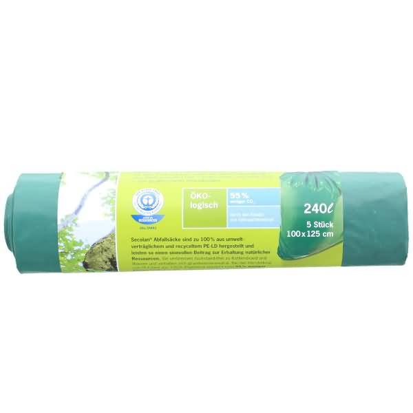 1x5 Secolan Maxi-Afvalzakken 240 l groen/zwart-1