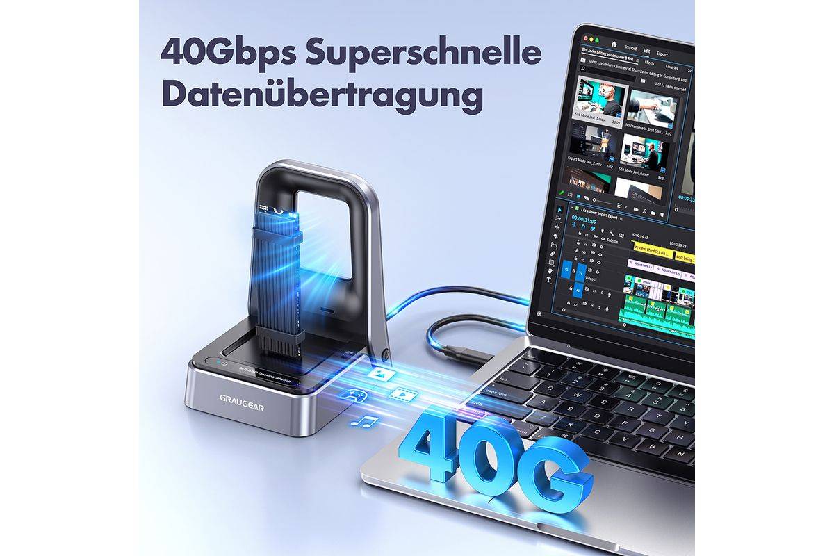 GRAUGEAR Docking Station 4.0 voor M.2 PCIe Gen4x4 NVMe SSD-1
