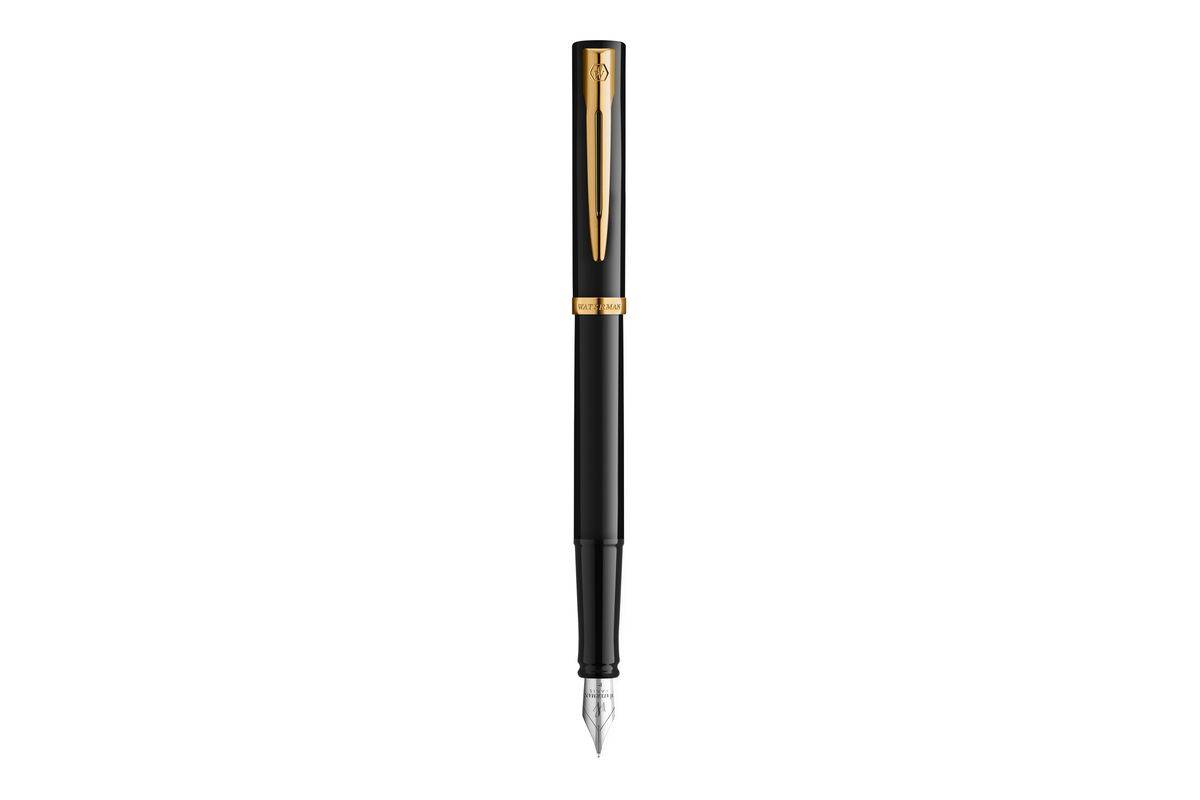 WATERMAN vulpen IMPRESSION zwarte lak GT M blauwe geschenkdoos-0