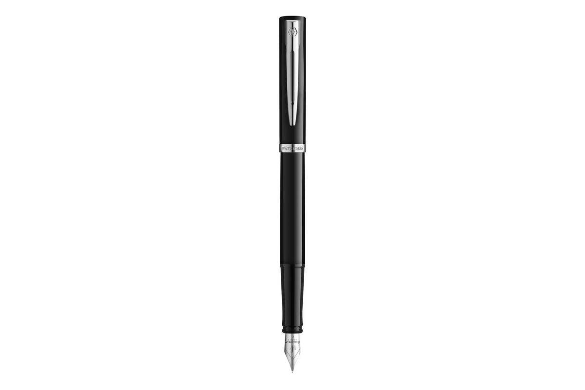 WATERMAN vulpen IMPRESSION zwarte lak CT M blauwe geschenkdoos-0