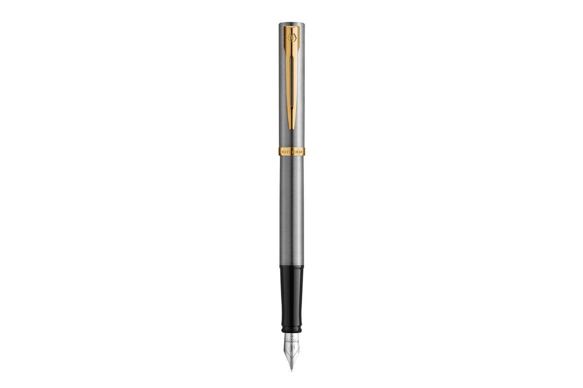 WATERMAN Vulpen IMPRESSION Roestvrij Staal GT F Blauwe Cadeauverpakking-0